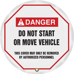 Accuform 24" Vinyl ANSI Steering Wheel Cover "DANGER DO NOT START..", Black/Red On White (KDD737)