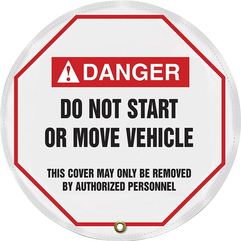 Accuform 24" Vinyl ANSI Steering Wheel Cover "DANGER DO NOT START..", Black/Red On White (KDD737)