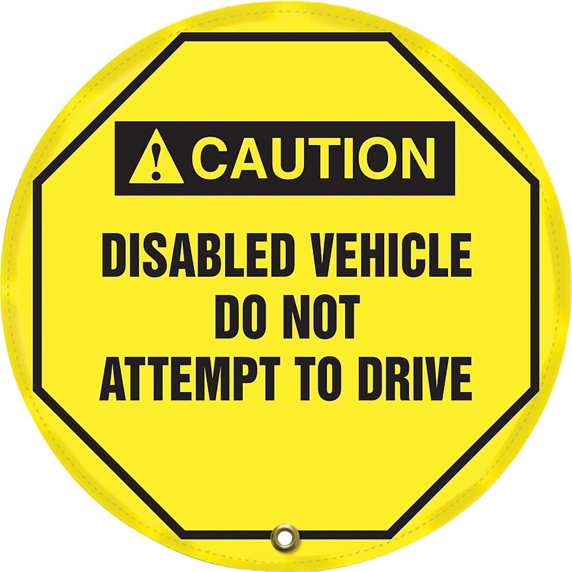Accuform 20" Steering Wheel Message Cover "CAUTION DISABLED VEHICLE..", Black On Yellow (KDD728)