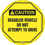 Accuform 20" Steering Wheel Message Cover "CAUTION DISABLED VEHICLE..", Black On Yellow (KDD728)