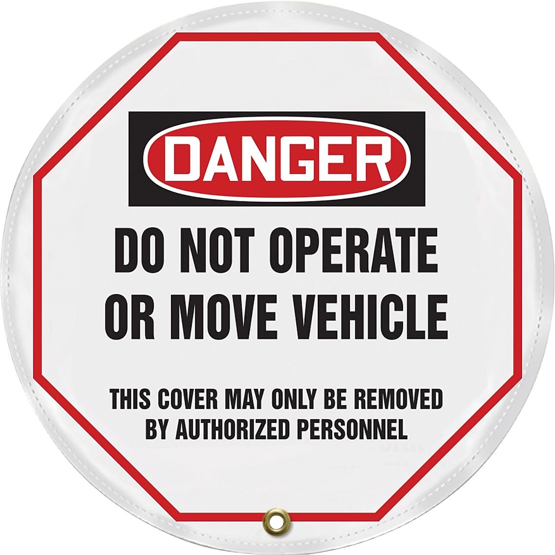 Accuform 16" Vinyl OSHA Steering Wheel Cover "DANGER DO NOT OPERATE..", Black/Red On White (KDD811)