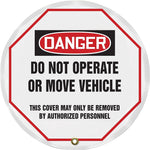 Accuform 16" Vinyl OSHA Steering Wheel Cover "DANGER DO NOT OPERATE..", Black/Red On White (KDD811)