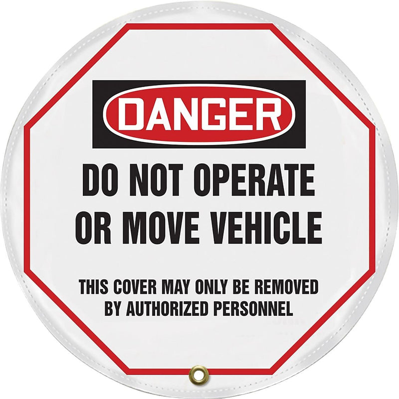 Accuform 16" Vinyl OSHA Steering Wheel Cover "DANGER DO NOT OPERATE..", Black/Red On White (KDD811)