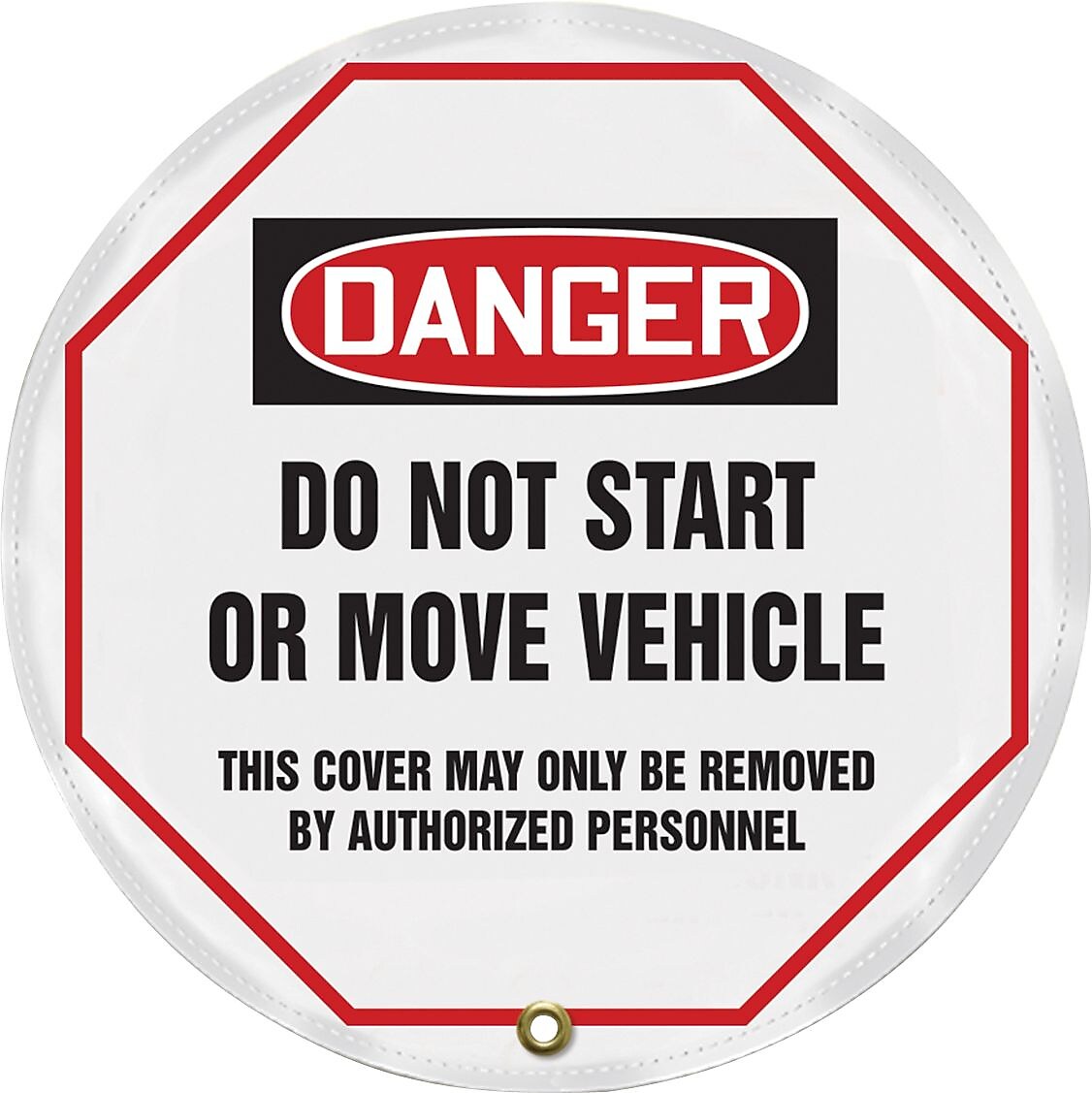 Accuform 16" Vinyl OSHA Steering Wheel Cover "DANGER DO NOT START..", Black/Red On White (KDD814)