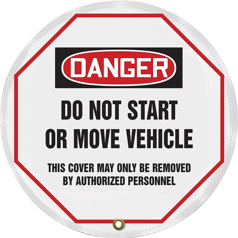 Accuform 20" Vinyl OSHA Steering Wheel Cover "DANGER DO NOT START..", Black/Red On White (KDD822)