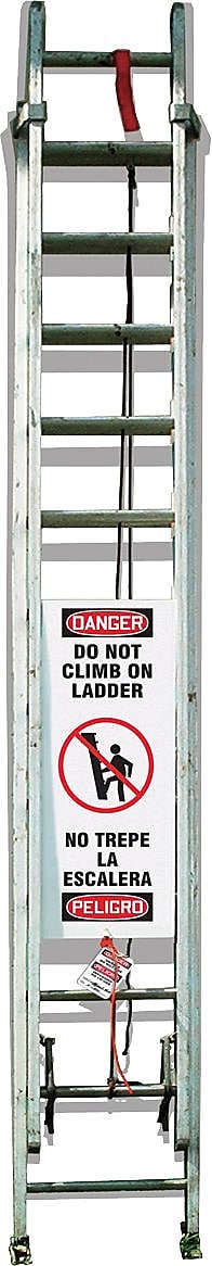 Accuform Ladder Shield 42" x 13.25" Aluminum Lockout Kit "DANGER DO..", Red/Black On White (KLB426)
