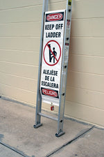 Accuform Ladder Shield 87" x 13" Vinyl Bilingual Wrap "DANGER DO NOT..", Red/Black On White (KLB761)