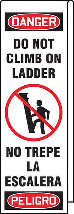 Accuform Ladder Shield 87" x 13" Vinyl Bilingual Wrap "DANGER DO NOT..", Red/Black On White (KLB761)