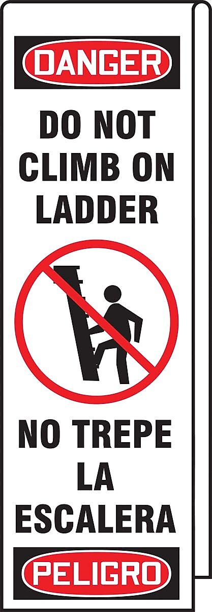 Accuform Ladder Shield 87" x 13" Vinyl Bilingual Wrap "DANGER DO NOT..", Red/Black On White (KLB761)
