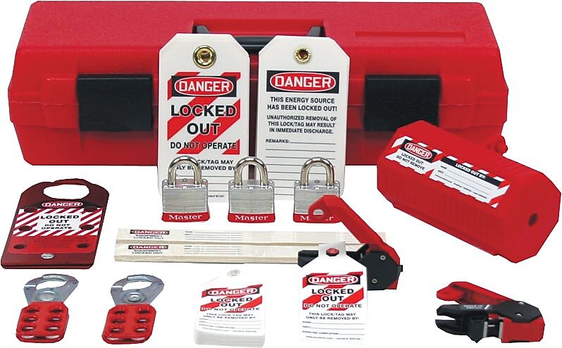 Accuform Standard Lockout Kit With Lockout Devices and Accessories, Red/Black (KSK234)