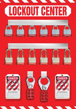 Accuform Lockout Store Board With Kit and 12 Padlock, Red/White (KST810)