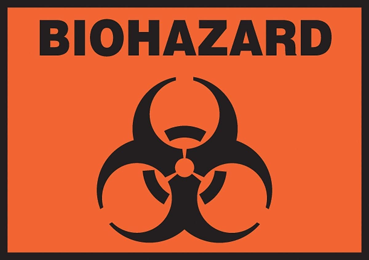 Accuform 3 1/2" x 5" Adhesive Vinyl Safety Label "BIOHAZARD", Black On Orange, 5/Pack (LBHZ506VSP)