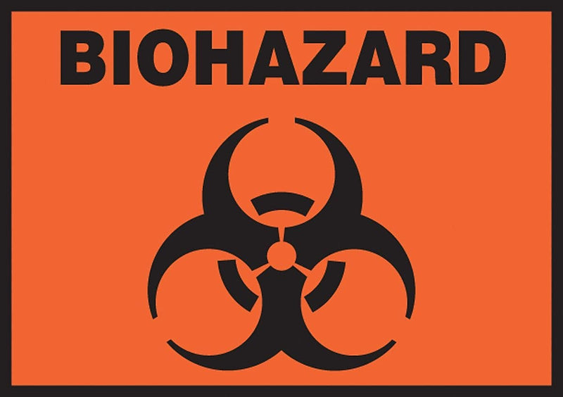 Accuform 3 1/2" x 5" Adhesive Vinyl Safety Label "BIOHAZARD", Black On Orange, 5/Pack (LBHZ506VSP)