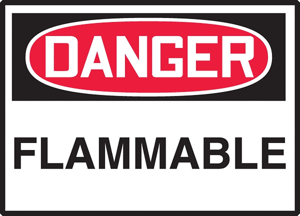 Accuform 3 1/2" x 5" Adhesive Vinyl Safety Label "DANGER FLAMM..", Red/Black On White, 5/Pack (LCHL285VSP)