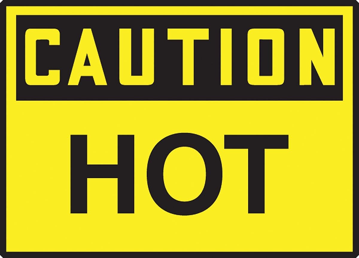 Accuform 3 1/2" x 5" Adhesive Vinyl Safety Label "CAUTION HOT", Black On Yellow, 5/Pack (LCHL675VSP)