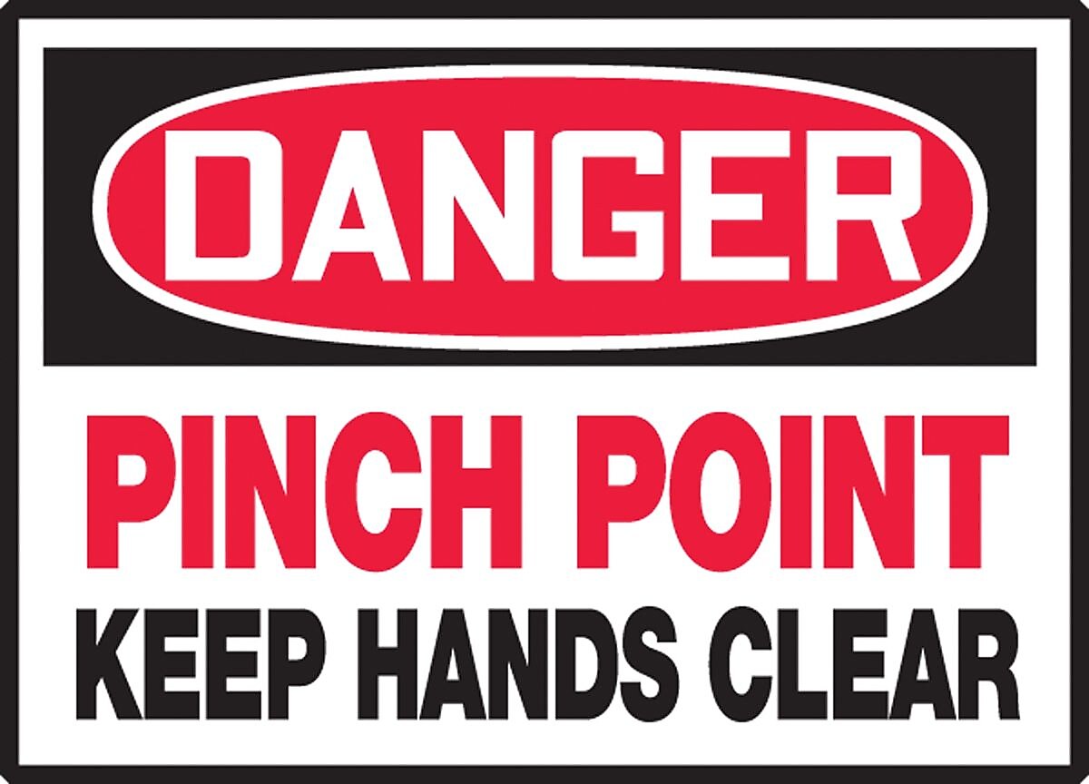 Accuform 3 1/2" x 5" Adhesive Vinyl Safety Label "DANGER PINC..", Red/Black On White, 5/Pack (LEQM123VSP)