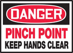 Accuform 3 1/2" x 5" Adhesive Vinyl Safety Label "DANGER PINC..", Red/Black On White, 5/Pack (LEQM123VSP)