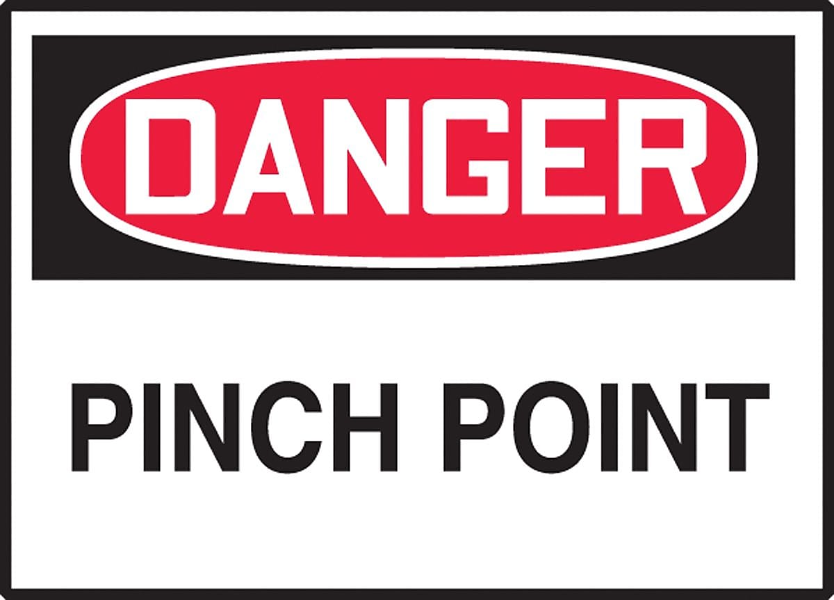 Accuform 3 1/2" x 5" Adhesive Vinyl Safety Label "DANGER PINCH..", Red/Black On White, 5/Pack (LEQM273VSP)