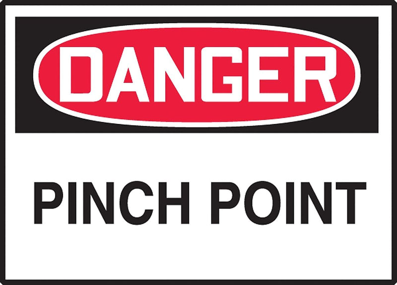 Accuform 3 1/2" x 5" Adhesive Vinyl Safety Label "DANGER PINCH..", Red/Black On White, 5/Pack (LEQM273VSP)