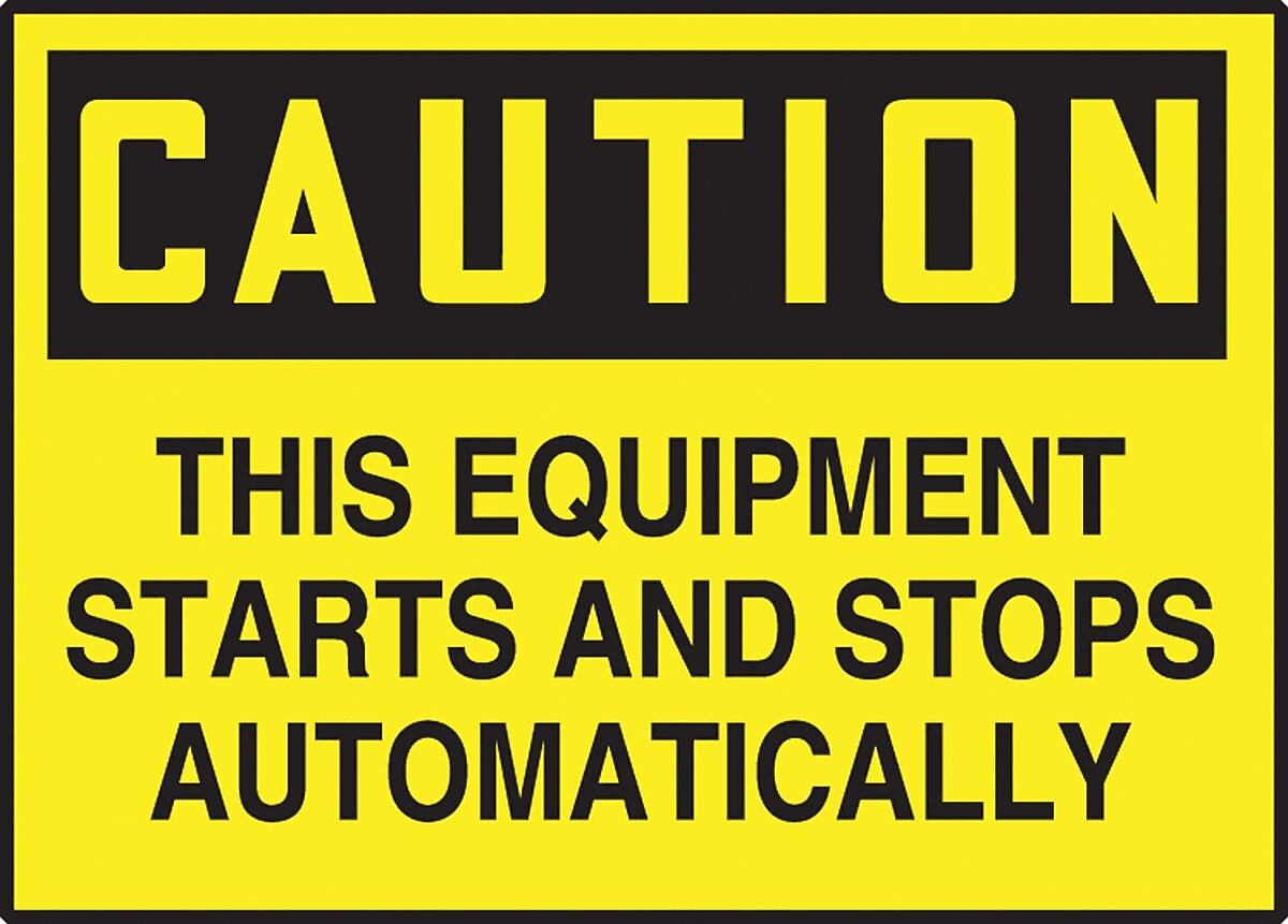 Accuform 3 1/2" x 5" Adhesive Vinyl Safety Label "CAUTION THIS E..", Black On Yellow, 5/Pack (LEQM782VSP)