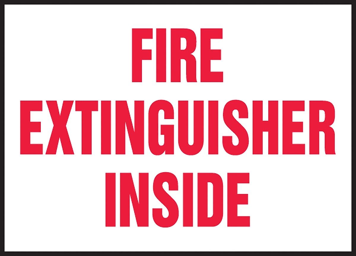 Accuform 3 1/2" x 5" Adhesive Vinyl Safety Label "FIRE EXTINGUISHER..", Red On White, 5/Pack (LFXG440VSP)