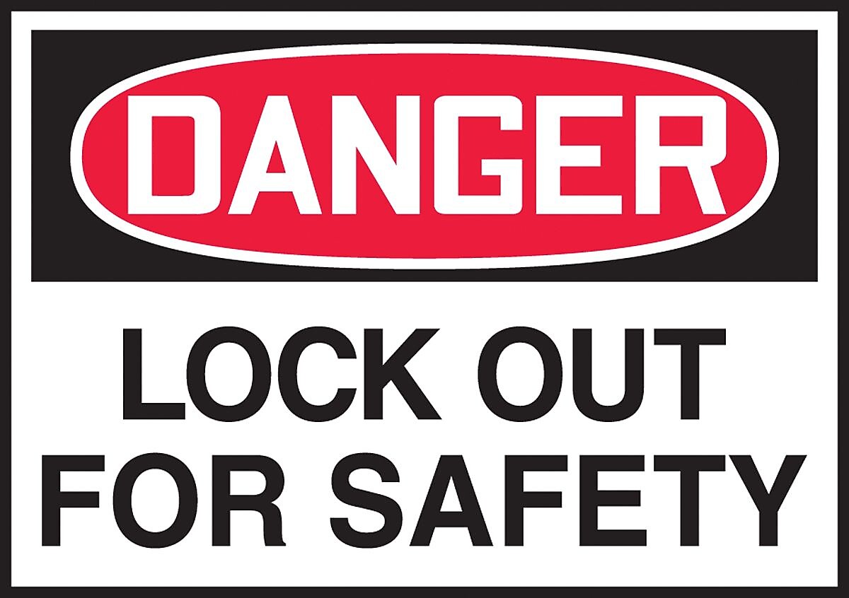 Accuform 3 1/2" x 5" Adhesive Vinyl Safety Label "DANGER LOCK..", Red/Black On White, 5/Pack (LLKT286VSP)