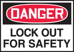Accuform 3 1/2" x 5" Adhesive Vinyl Safety Label "DANGER LOCK..", Red/Black On White, 5/Pack (LLKT286VSP)