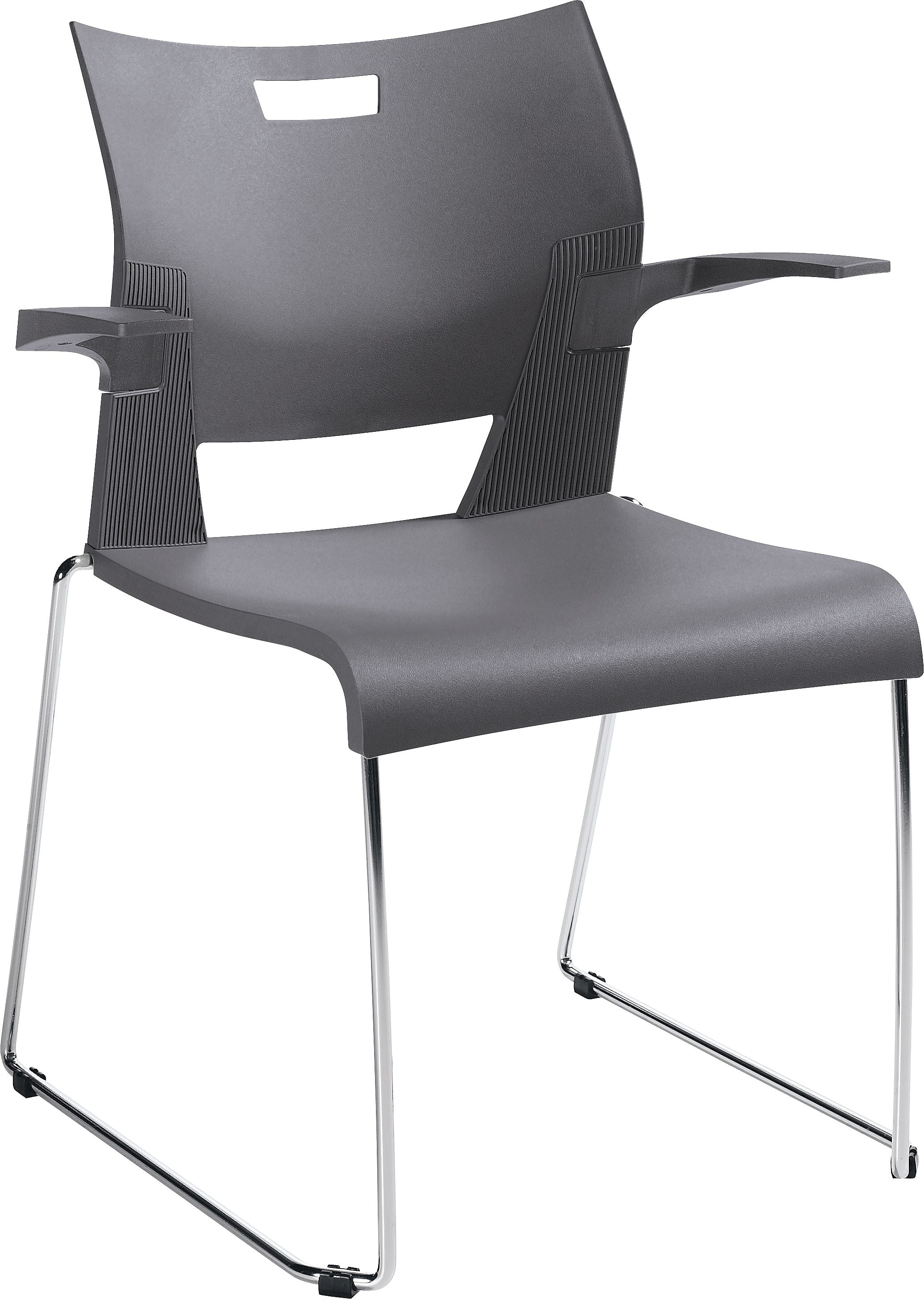 Global Duet Polypropylene Plastic Stacking Chair, Platinum, 4/Ct (TD6620CHPLT)