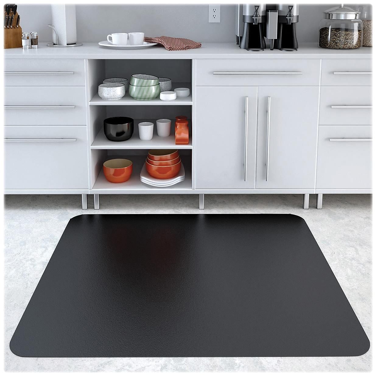 Deflect-O Black Mat 45" x 53" Rectangle-Hard Floor, Vinyl, Black