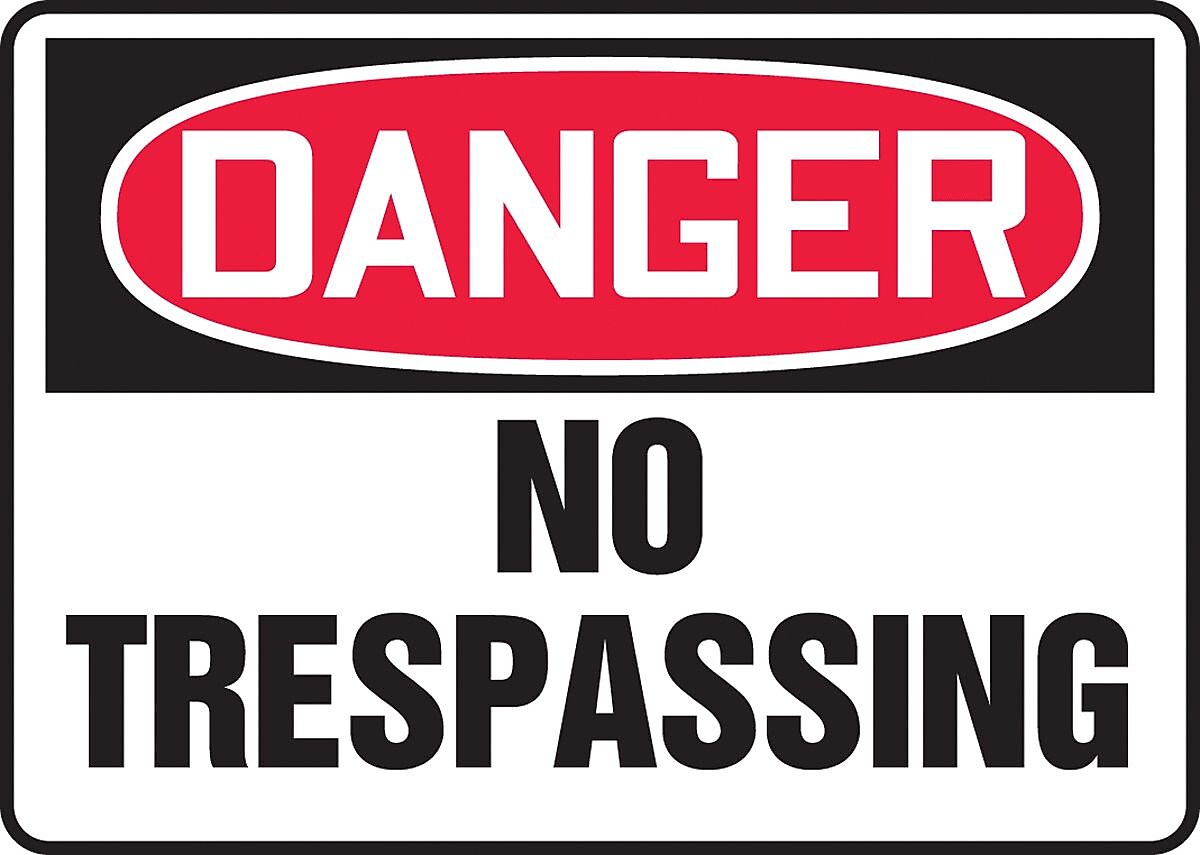 Accuform 10" x 14" Vinyl Safety Sign "DANGER NO TRESPASSING", Red/Black On White (MADM076VS)