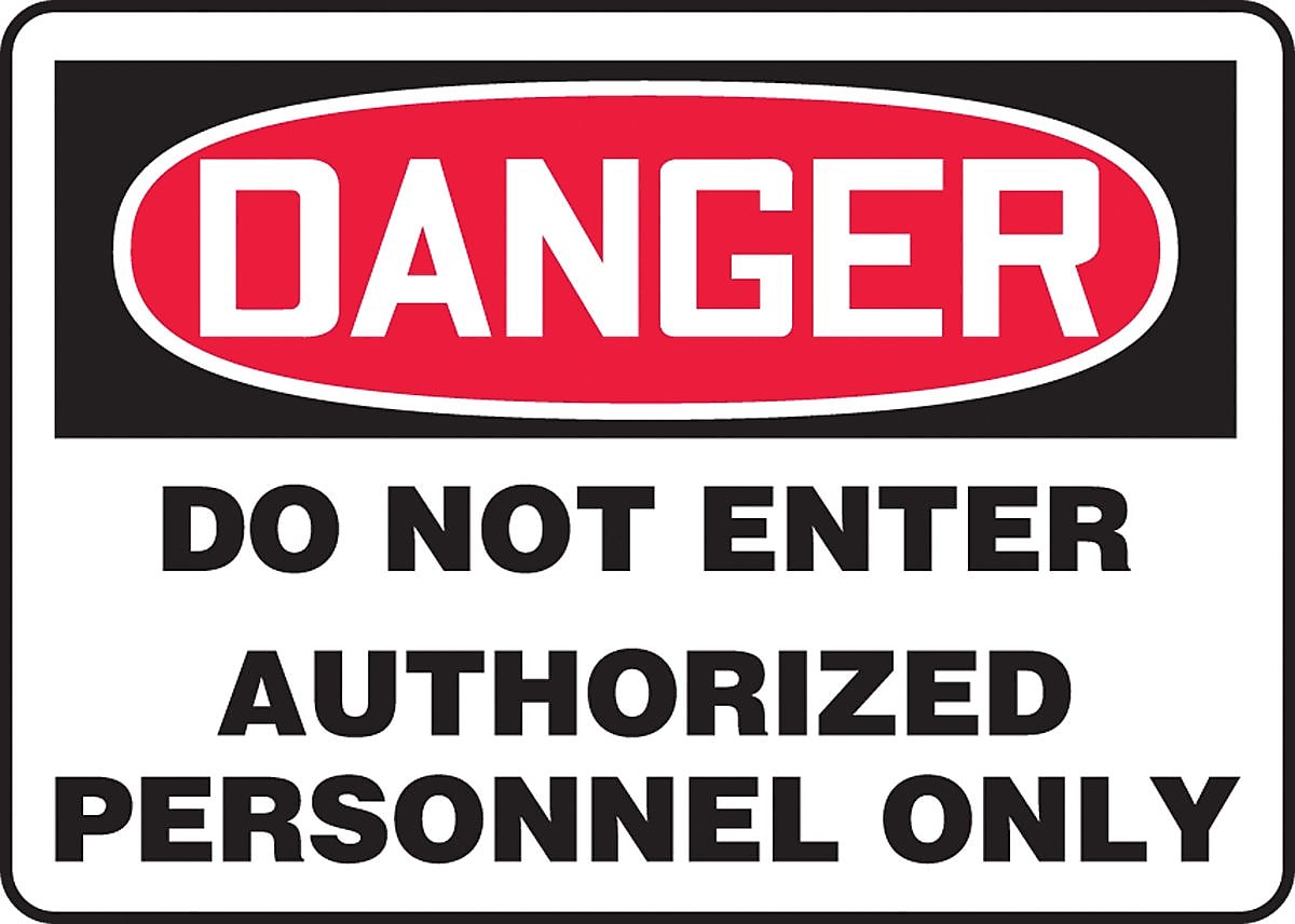 Accuform 7" x 10" Aluminum Safety Sign "DANGER DO NOT ENTER AUTHORIZE..", Red/Black On White (MADM140VA)