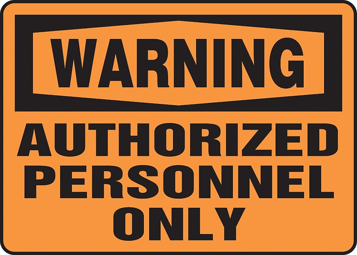 Accuform Signs® 10" x 14" Vinyl Safety Sign "WARNING AUTHORIZED PERSONNEL ONLY", Black On Orange