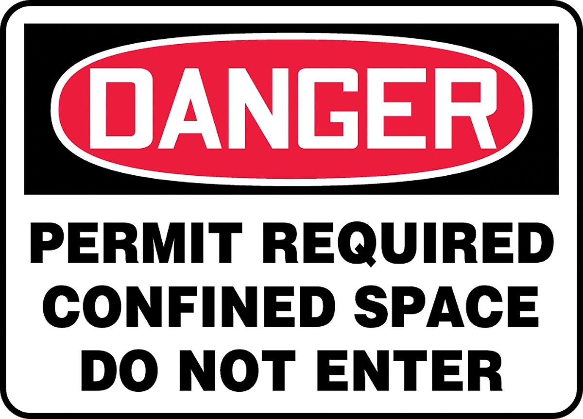 Accuform 7" x 10" Aluminum Confined Space Sign "DANGER PERMIT REQUIRED..", Red/Black On White (MCSP007VA)