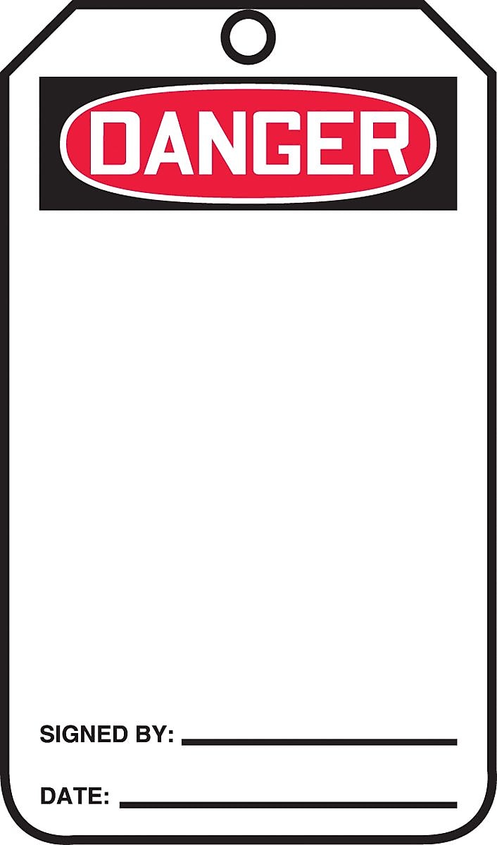 Accuform 5 3/4" x 3 1/4" Cardstock Blank Front Safety Tags "DANGER..", Red/Black On White, 25/Pack (MDT185CTP)