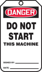 Accuform 5.75" x 3.25" PF-Cardstock Safety Tag "DANGER..THIS MACHINE", Red/Black On White, 25/Pack (MDT225CTP)