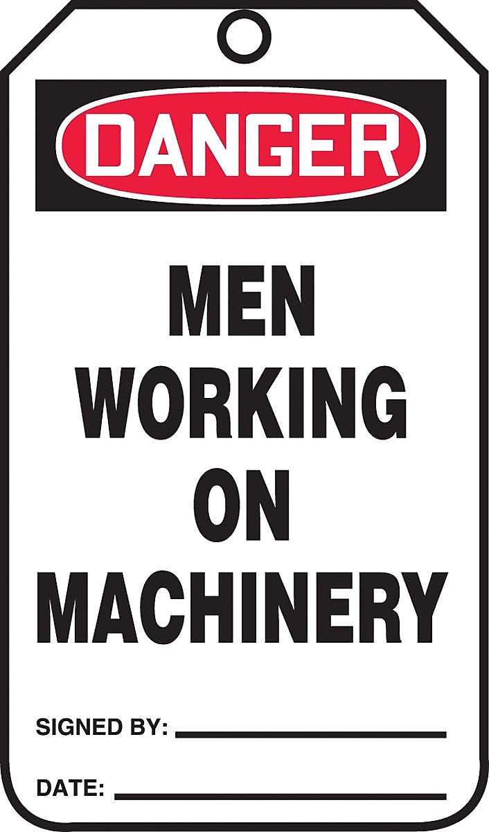 Accuform 5 3/4" x 3 1/4" PF-Cardstock Safety Tag "DANGER MEN WORKING..", Red/Black On White, 25/Pack (MDT244CTP)