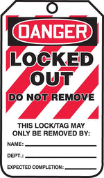 Accuform 5 3/4" x 3 1/4" PF-Cardstock Lockout Tag "DANGER..DO NOT REMOVE", Red/Black On White, 25/Pack (MLT418CTP)