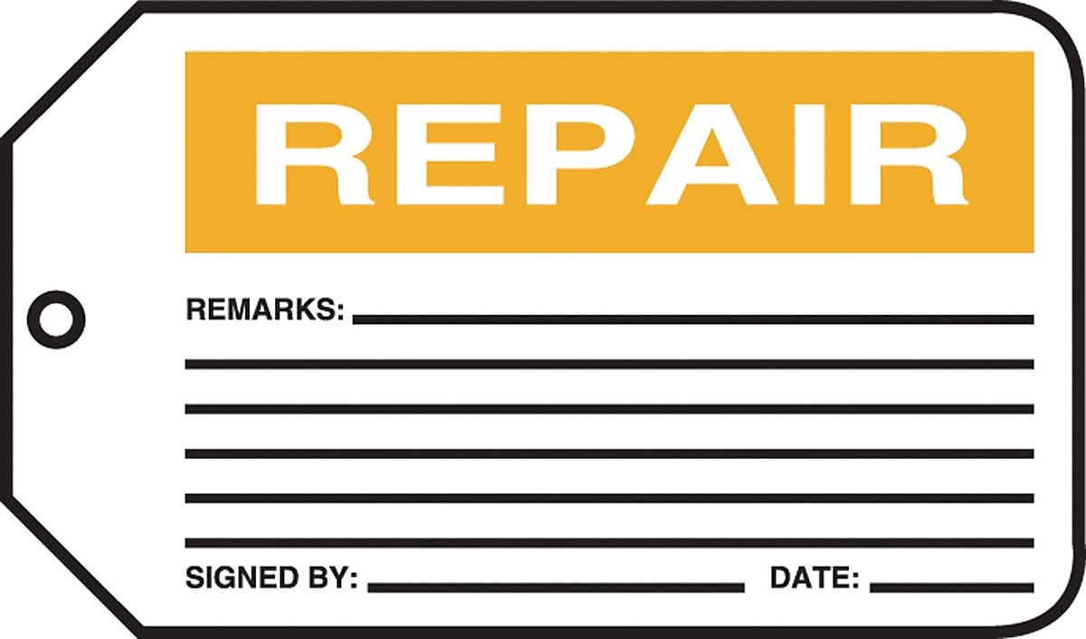 Accuform 5 3/4" x 3 1/4" PF-Cardstock Production Tags "REP..", Orange/Black On White, 25/Pack (MMT315CTP)
