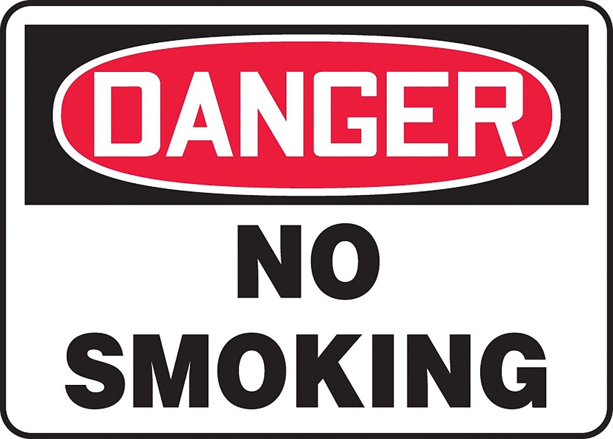 Accuform Signs® 7" x 10" Aluminum Safety Sign "DANGER NO SMOKING", Red/Black On White