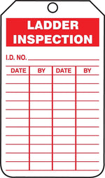 Accuform 5 3/4" x 3 1/4" PF-Cardstock Inspection & Status Tag "LADD..", Red On White, 25/Pack (TRS248CTP)