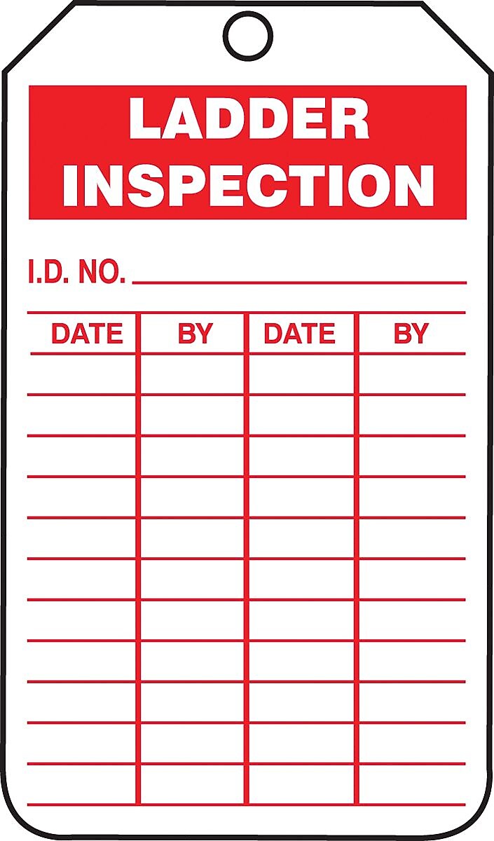 Accuform 5 3/4" x 3 1/4" PF-Cardstock Inspection & Status Tag "LADD..", Red On White, 25/Pack (TRS248CTP)