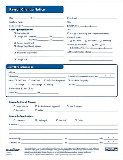ComplyRight Payroll Change Notice Forms (AR0394)