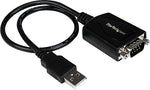StarTech 1 ft. DB-9 Male Serial To Type A Female USB Adapter Cable With COM Retention, Black