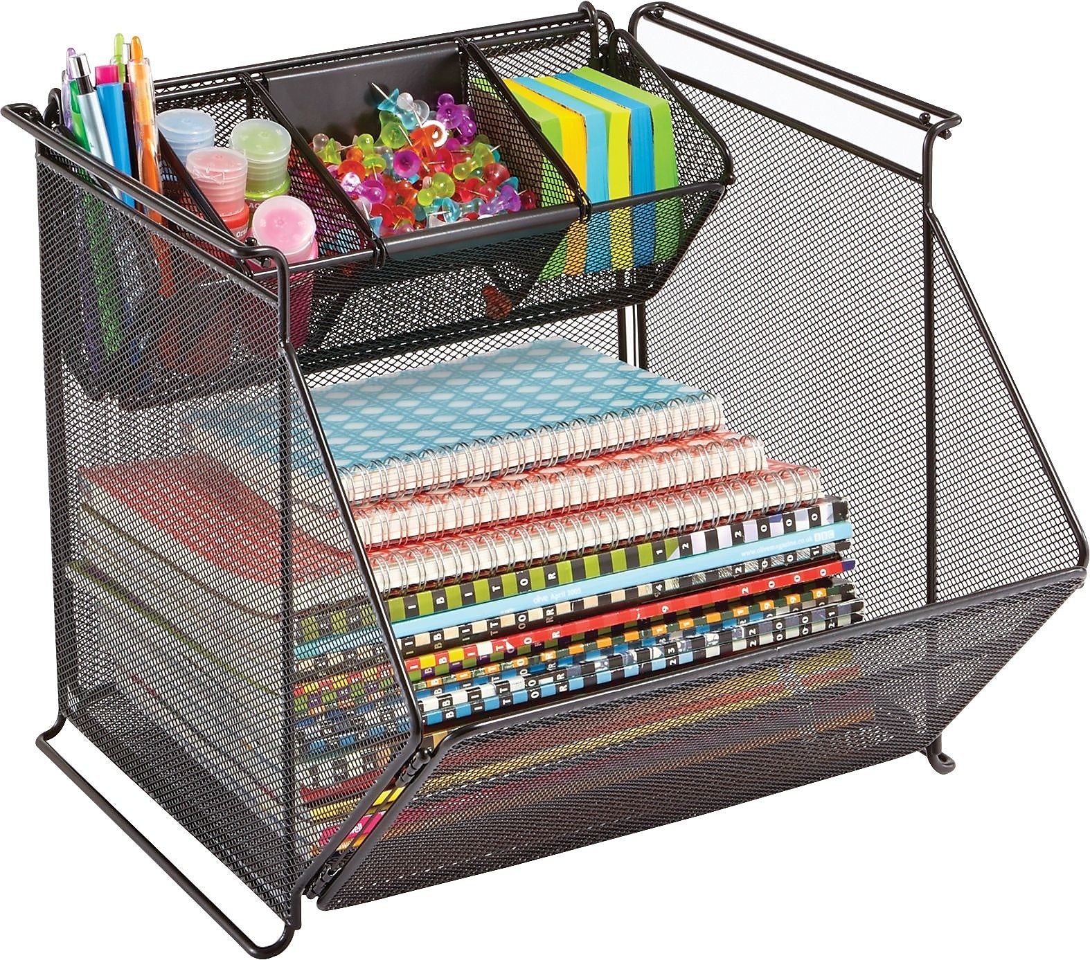 Safco Onyx Stackable Mesh Storage Bin, Sturdy Black (SAF2164BL)