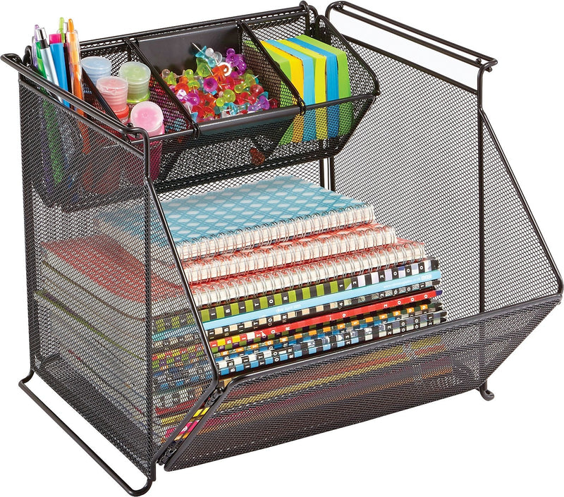 Safco Onyx Stackable Mesh Storage Bin, Sturdy Black (SAF2164BL)