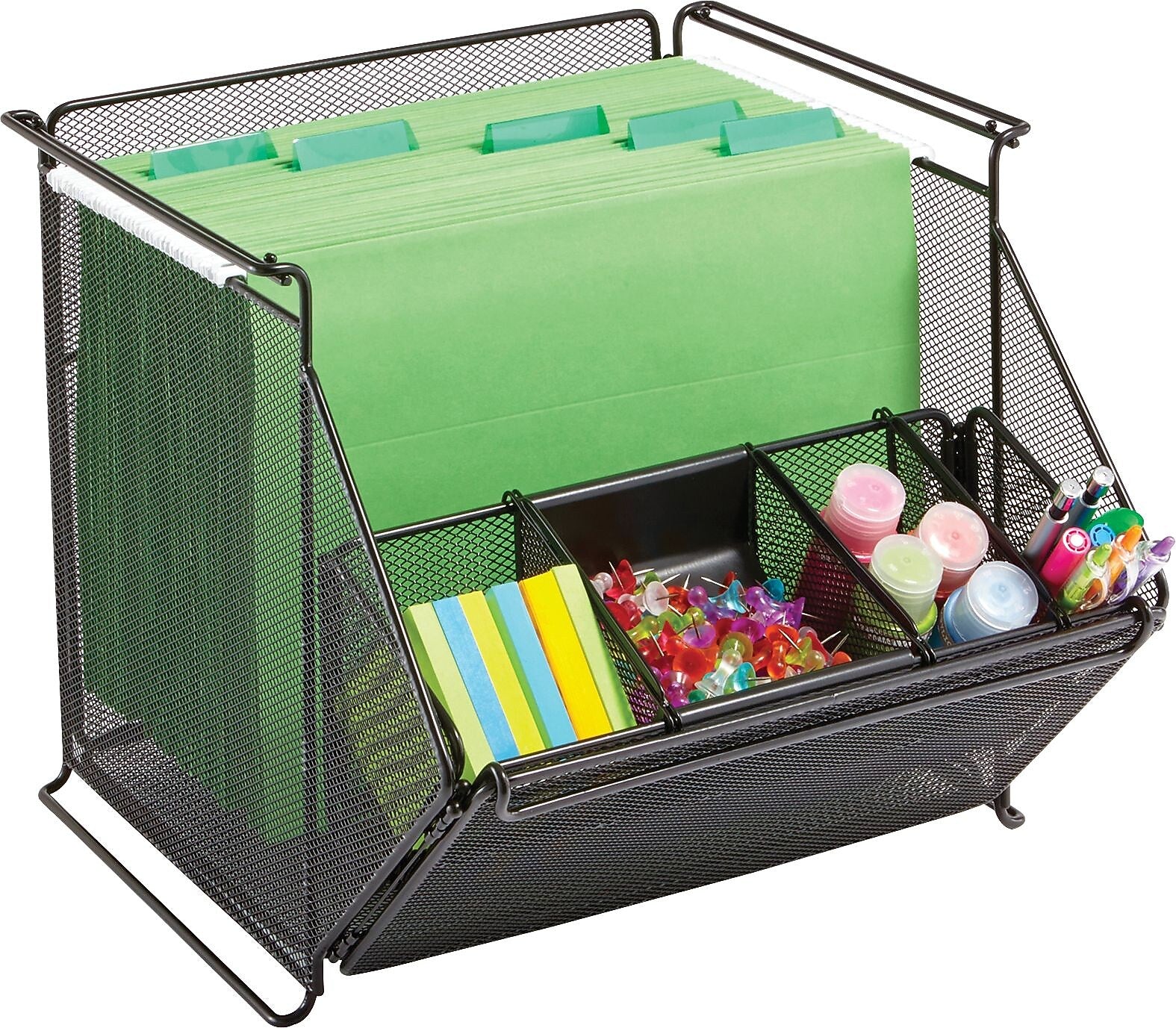 Safco Onyx Stackable Mesh Storage Bin, Sturdy Black (SAF2164BL)