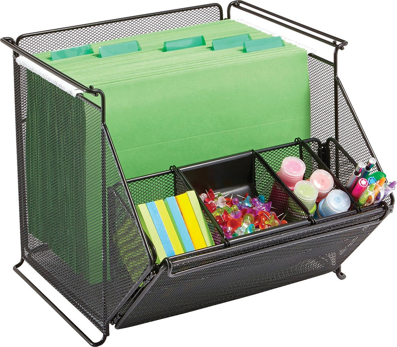 Safco Onyx Stackable Mesh Storage Bin, Sturdy Black (SAF2164BL)