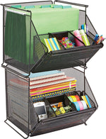 Safco Onyx Stackable Mesh Storage Bin, Sturdy Black (SAF2164BL)