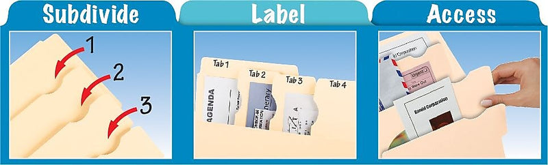 Pendaflex Recycled File Folder, 1/3-Cut Tab, Assorted, Letter Size, Manila, 24/Pack (10770)