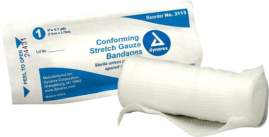 Dynarex Conforming Stretch Gauze Bandage, 3", 1/Roll